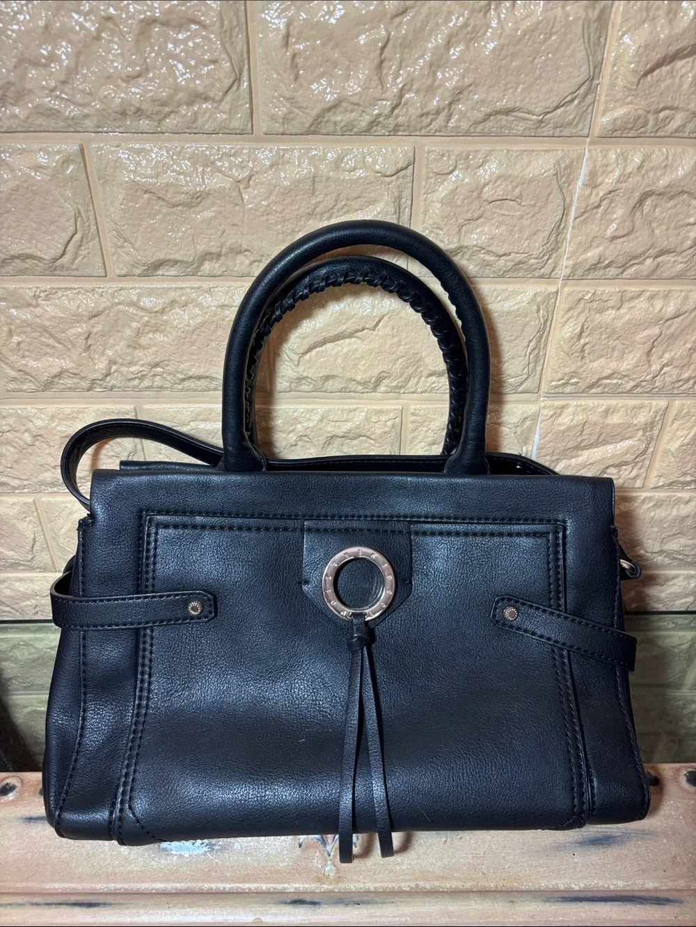 BCBGenerations Black Satchel Shoulder Bag Crossbody w Mud Pie Brown Tote, Pouch